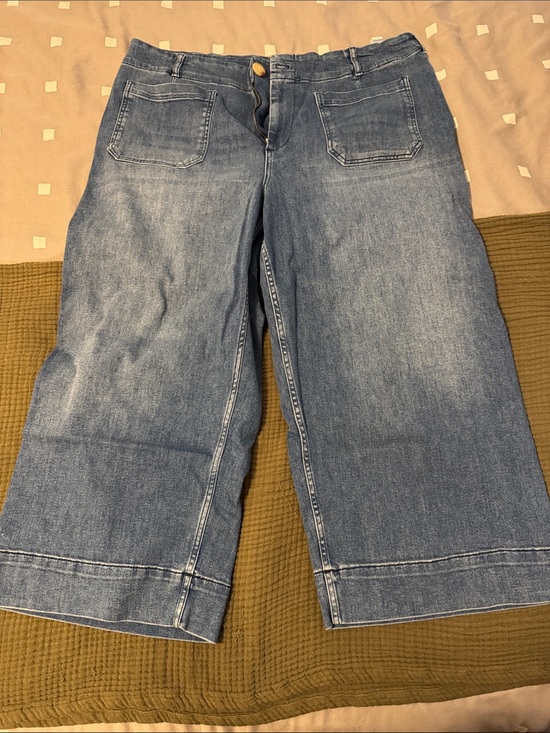 Maeve Denim - Maeve Medium Blue Wide-Leg Crop Jeans